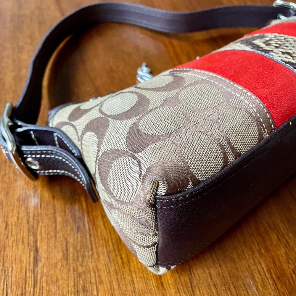 Vintage Coach Demi Baguette Baguette Bag Python & Suede Y2K Made in Turkey - Picture 4 of 13